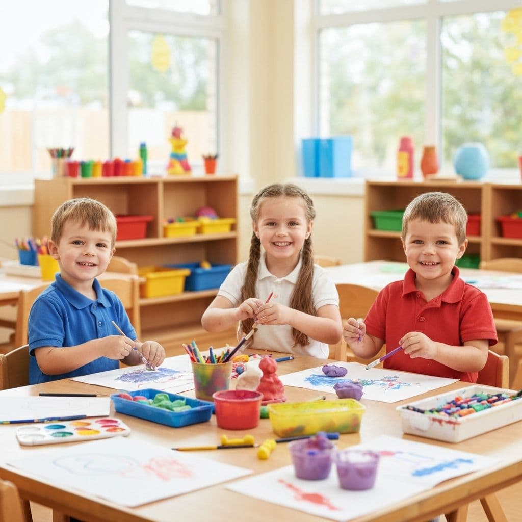 Children doing art activities