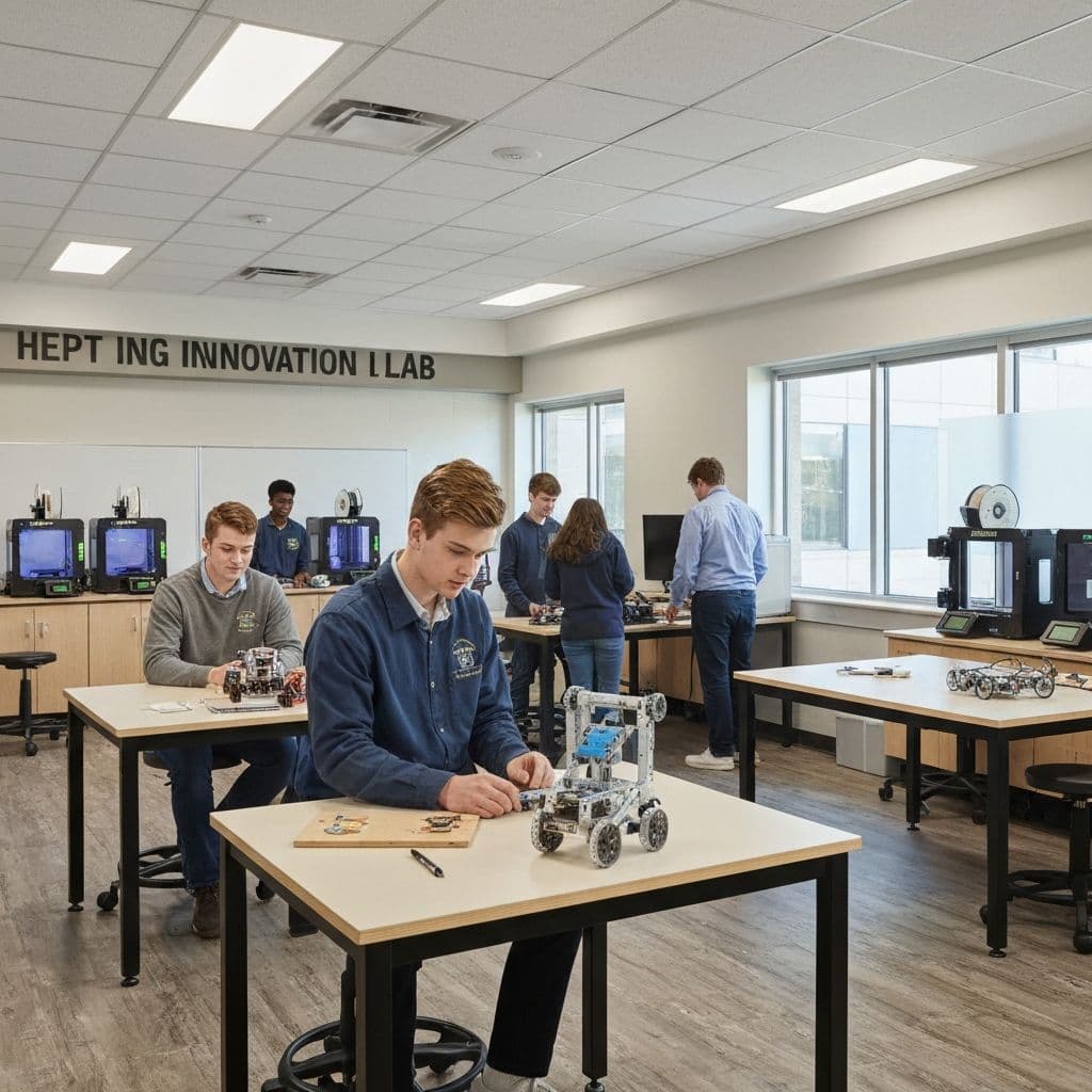 Students working in the Innovation Center at WISS