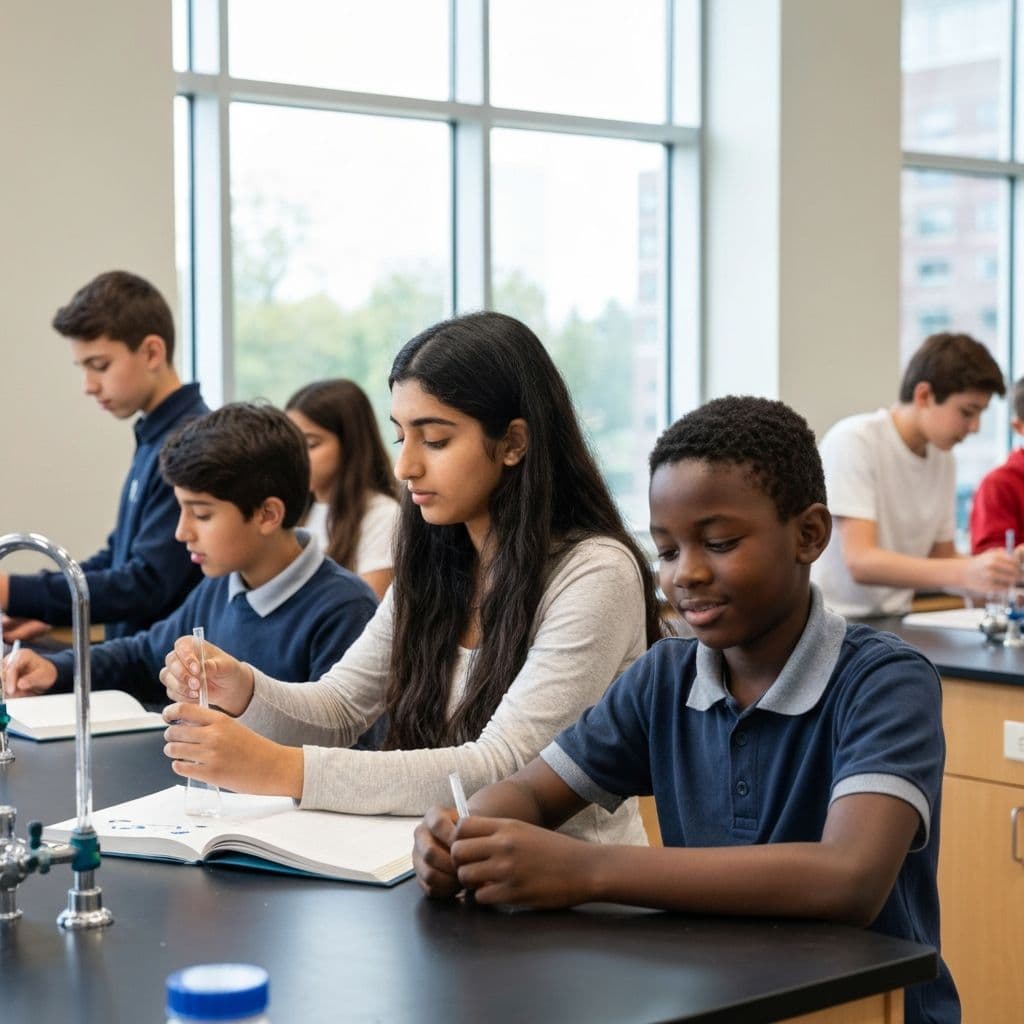 Middle school students in science lab